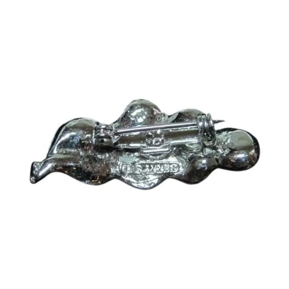 Vintage Small Silver Floral Leaf Etched Designer Signed‎ Gerry's Brooch Pin